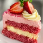 Strawberry Pink Velvet Cake Slice First Image