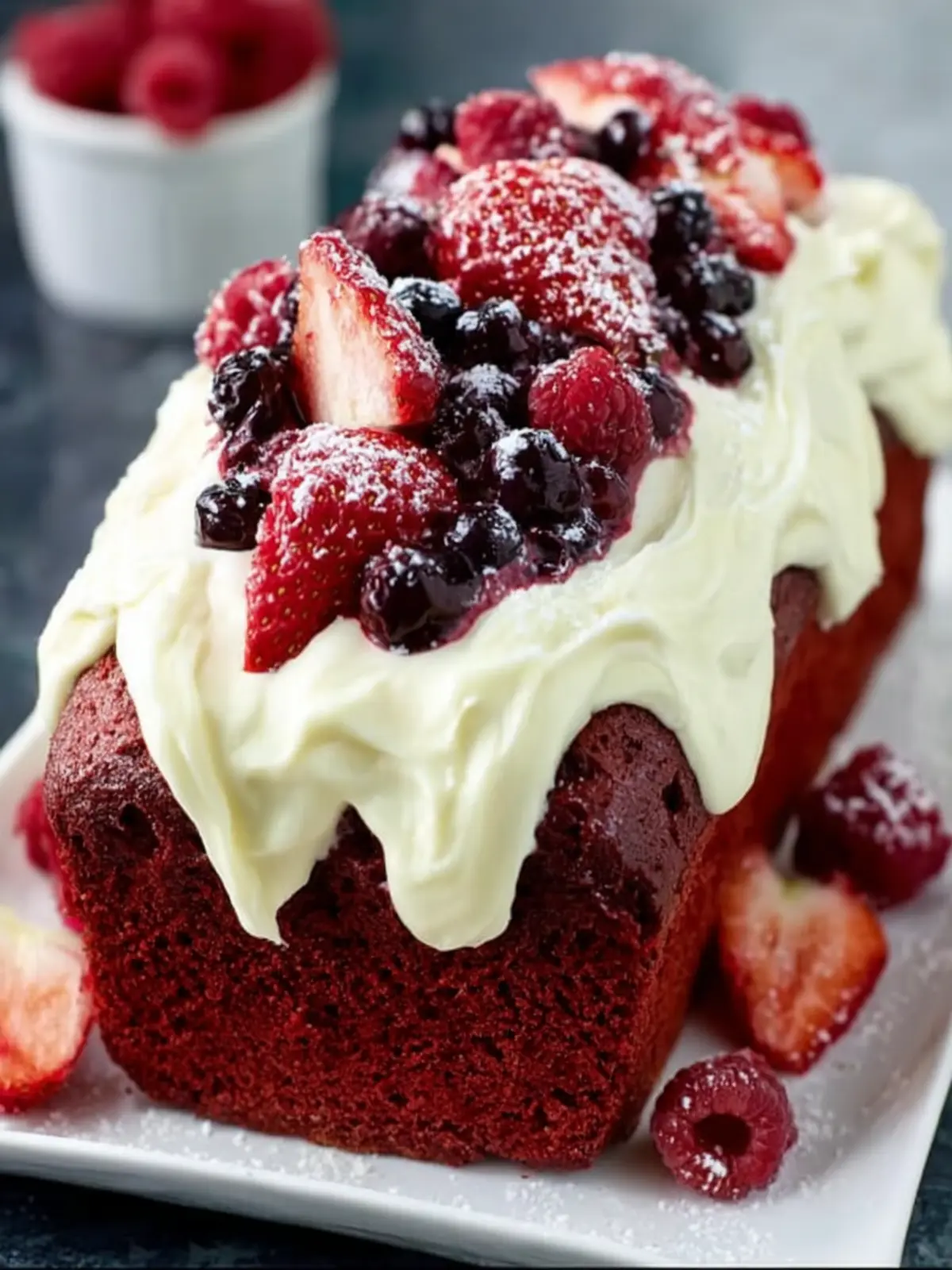 Red Velvet Berry Loaf Cake First Image