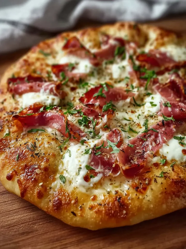 Heavenly White Pizza with Turkey Ham: A Culinary Delight First Image