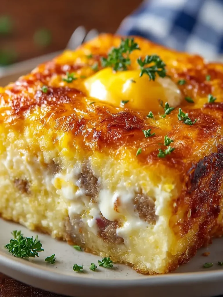 Sausage Egg and Cream Cheese Hashbrown Casserole First Image