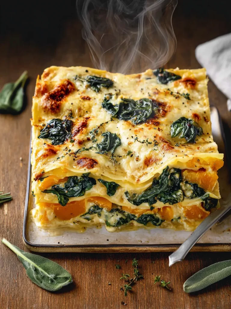 Roasted Butternut Squash Lasagna – with Spinach First Image