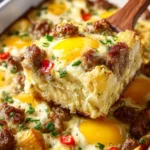 Breakfast Casserole with Eggs, Potatoes and Sausage First Image