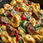 Creamy Tuscan Spinach & Steak Bites Tortellini Recipe First Image