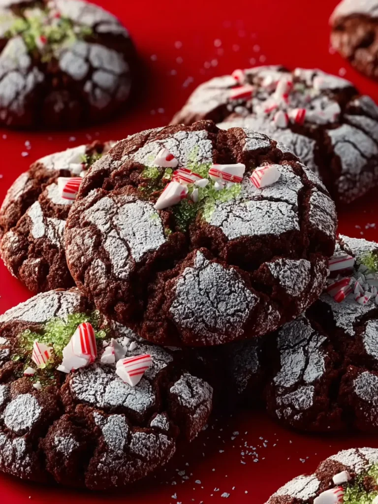 Holiday Chocolate Peppermint Crinkle Cookies First Image