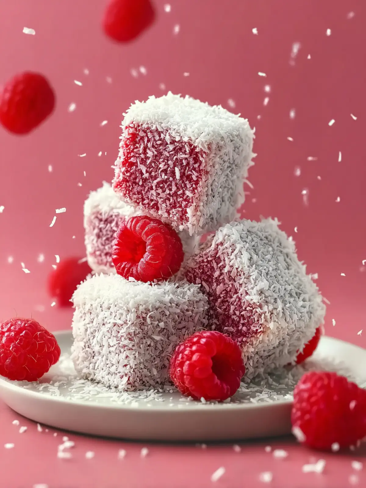 Mouthwatering Raspberry Lamingtons with Coconut Bliss First Image