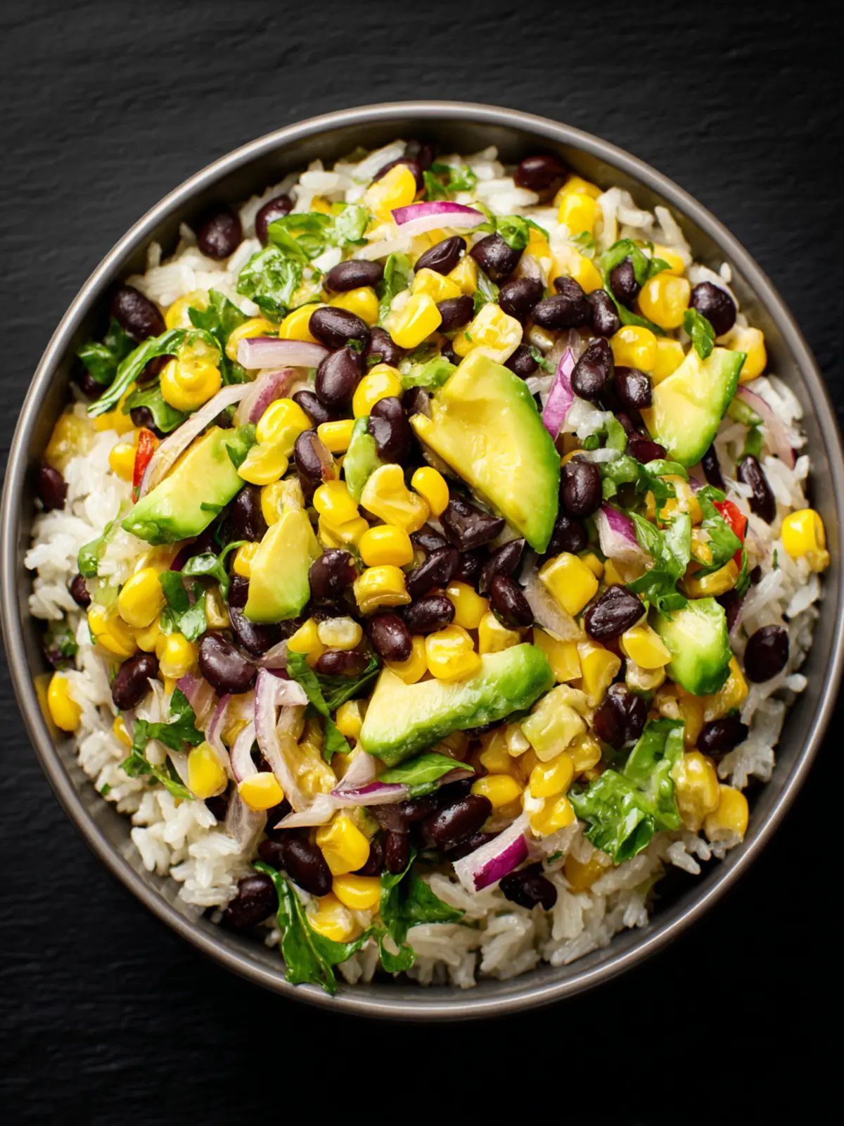 Black Bean Corn Avocado Salad with Rice First Image