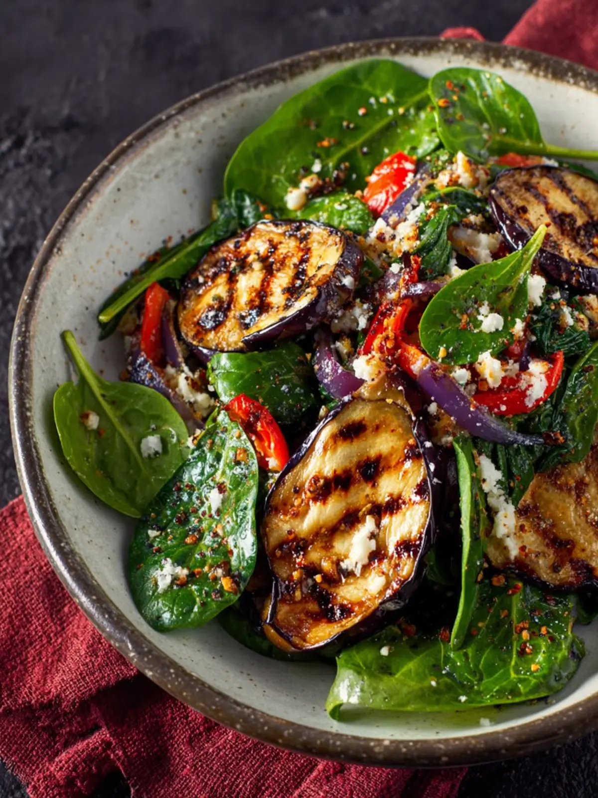 Grilled Eggplant and Spinach Salad First Image